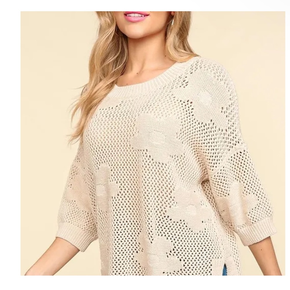 NWOT Cream cable gauge sweater, crochet size medium haptics brand P2P 22in